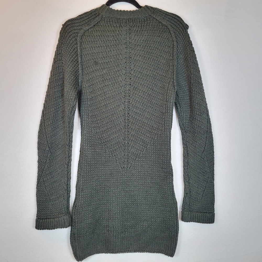Zara Surplus Womens Chunky Knit Military Amulet Sweater Dress Size Medium Green - Picture 7 of 11